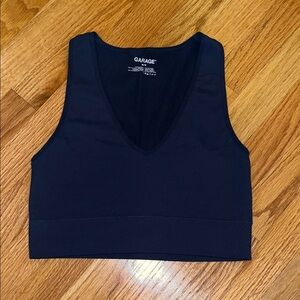 Garage Navy V-Neck Crop Top